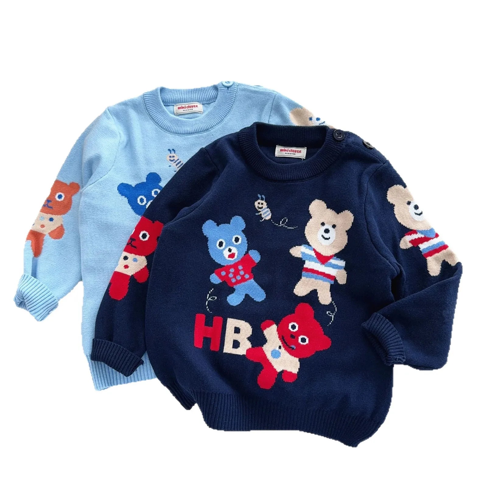 Cartoon Japanese Cute Bear Knitted Sweater 2025 Autumn New Boys and Girls Double Layer Sweater 
Cartoon Japanese Cute Bear Knitted Sweater 2025 Autumn New Boys and Girls Double Layer Sweater