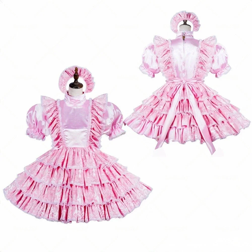 Sexy Sissy French maid pink satin lockable multi-layer lace ruffled dress cosplay costume customizable
Sexy Sissy French maid pink satin lockable multi-layer lace ruffled dress cosplay costume customizable