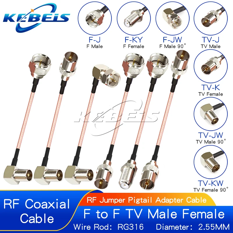 RG316 Cable IEC PAL DVB-T to F TV Male Plug & Female Jack RF Jumper Pigtail Adapter TV To F Plug Connector Set Top Box Cable
RG316 Cable IEC PAL DVB-T to F TV Male Plug & Female Jack RF Jumper Pigtail Adapter TV To F Plug Connector Set Top Box Cable