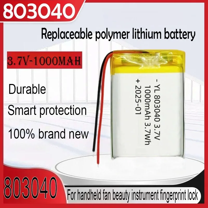 Аккумулятор Li-Po 803040 1000 мАч 3,7 В высокой емкости, сменный, для контроллеров PS4, радиоприемников, MP3-плееров, GPS-устройств, светодиодных фонарей
Аккумулятор Li-Po 803040 1000 мАч 3,7 В высокой емкости, сменный, для контроллеров PS4, радиоприемников, MP3-плееров, GPS-устройств, светодиодных фонарей