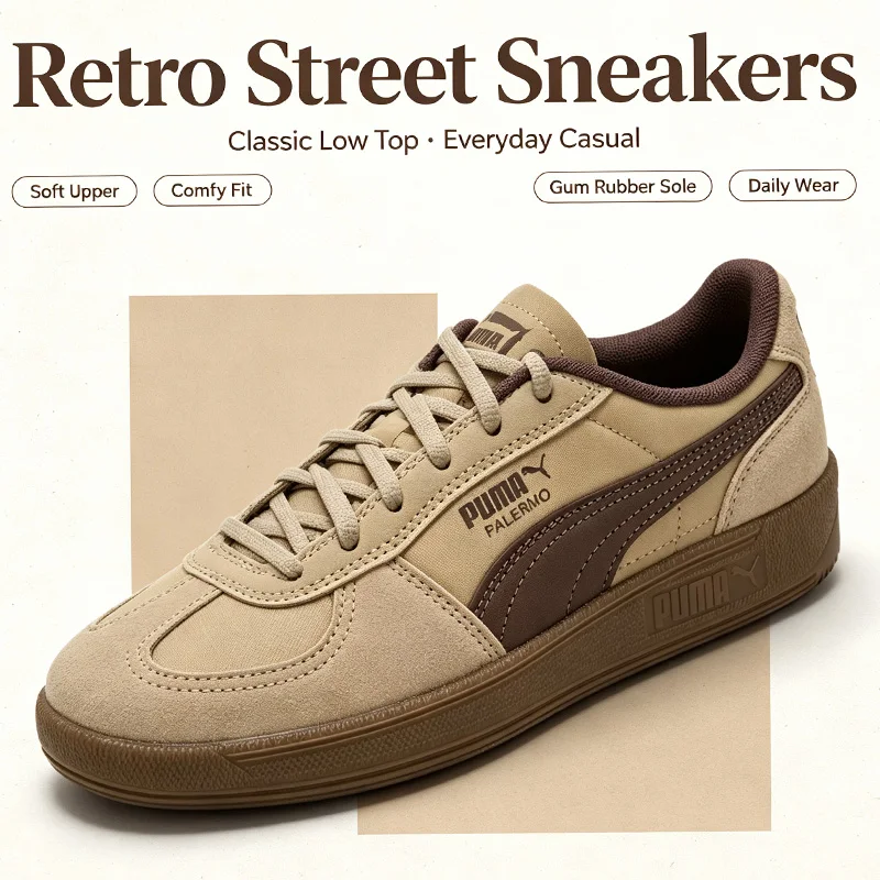 PUMA Low Top Leather Skate Shoes T-Toe Panel Gum Sole Retro Casual Sneakers 403257-04
PUMA Low Top Leather Skate Shoes T-Toe Panel Gum Sole Retro Casual Sneakers 403257-04
