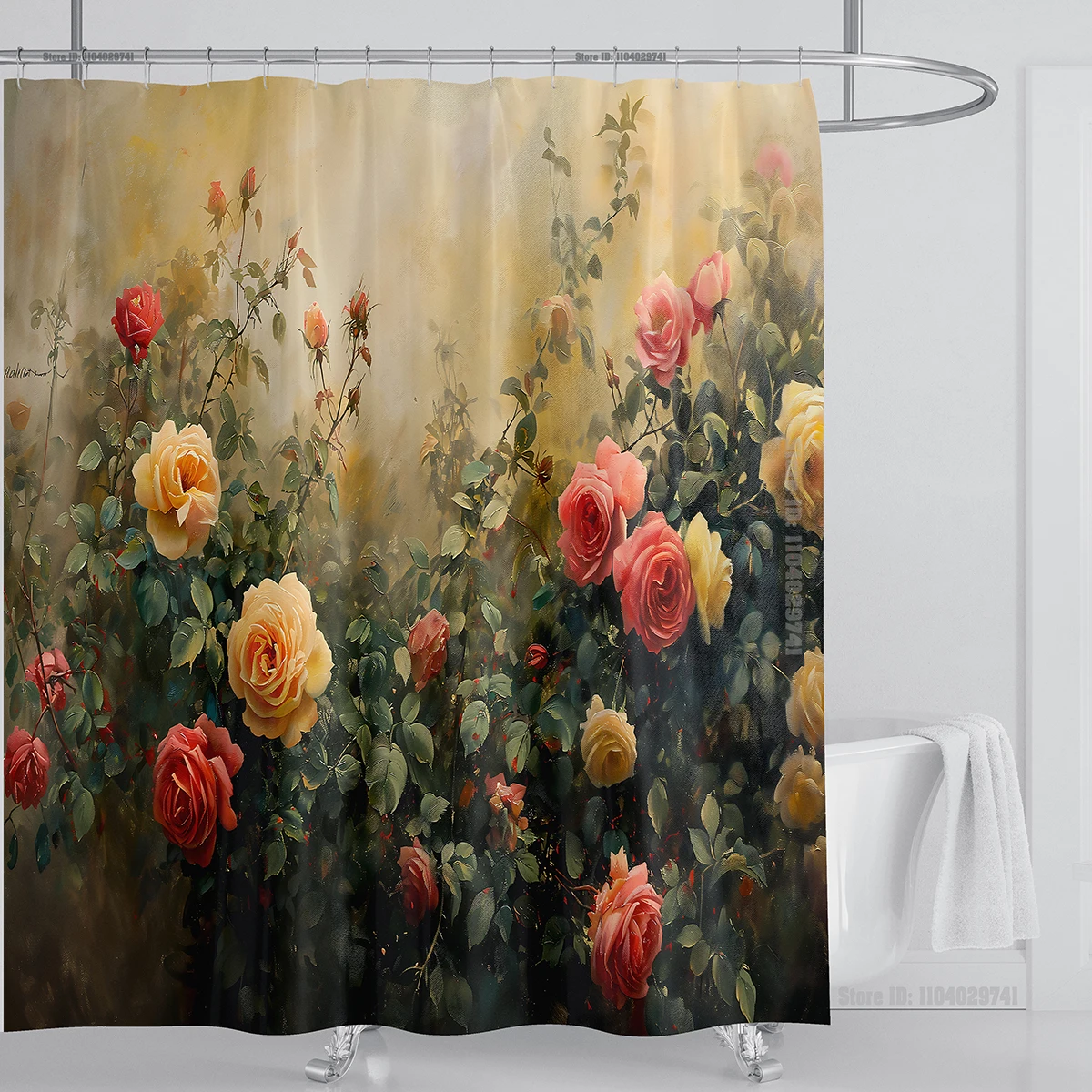 Rose Flower Shower Curtain Waterproof Shower Curtain Polyester Fabric 3D Printed Curtain Bathroom Decoration With Hook
Rose Flower Shower Curtain Waterproof Shower Curtain Polyester Fabric 3D Printed Curtain Bathroom Decoration With Hook