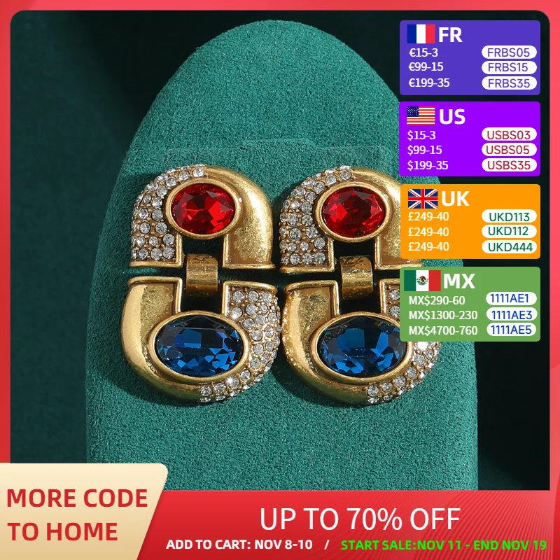 Antique Stud Blue Earrings Jewelry Gold Color Lock Red Crystal Rhinestones Vintage Luxury For Women Designer Accessories New
Antique Stud Blue Earrings Jewelry Gold Color Lock Red Crystal Rhinestones Vintage Luxury For Women Designer Accessories New