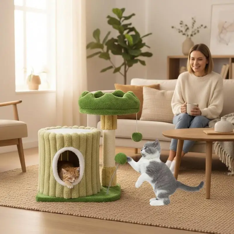 Cute Cat Tree with Sisal Scratching Posts and Dangling Ball
Cute Cat Tree with Sisal Scratching Posts and Dangling Ball
