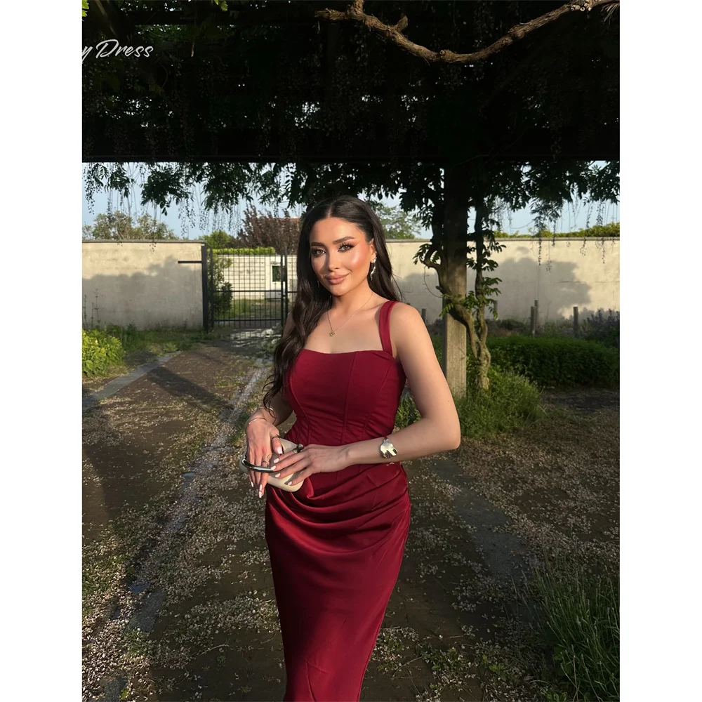 Lucy Satin Square Collar Burgundy Mermaid Formal Evening Gown Elegant Neckline Structured Rich Draped Robes De Soirée Customized
Lucy Satin Square Collar Burgundy Mermaid Formal Evening Gown Elegant Neckline Structured Rich Draped Robes De Soirée Customized