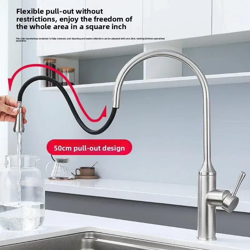 Выдвижной кухонный смеситель из нержавеющей стали 304 для раковины, балконной мойки, для овощей, с функцией горячей и холодной воды
Выдвижной кухонный смеситель из нержавеющей стали 304 для раковины, балконной мойки, для овощей, с функцией горячей и холодной воды