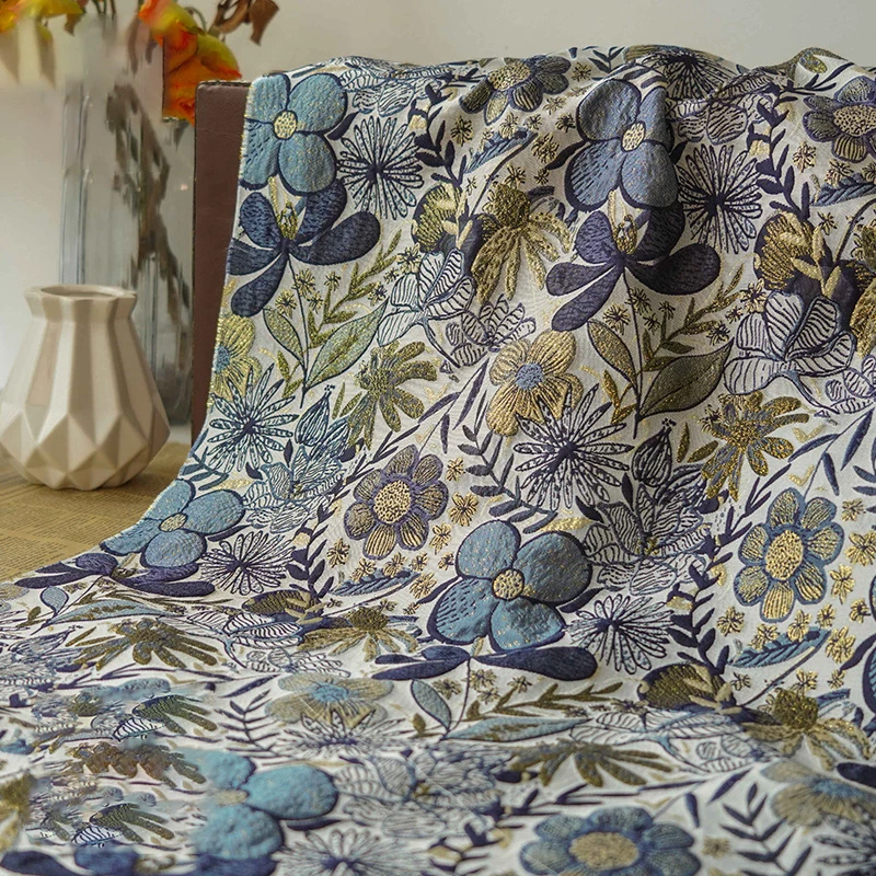 Blue Embossed Flower Jacquard Brocade Fabric Gold Silk Women's Dress Bag Decorative Sewing Fabric 50cmx160cm
Blue Embossed Flower Jacquard Brocade Fabric Gold Silk Women's Dress Bag Decorative Sewing Fabric 50cmx160cm