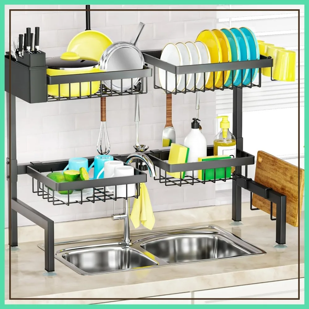 2-Tier Over The Sink Dish Drying Rack, 26.57"-35" Extensible, Large Kitchen Sink Rack, Space Saving
2-Tier Over The Sink Dish Drying Rack, 26.57"-35" Extensible, Large Kitchen Sink Rack, Space Saving