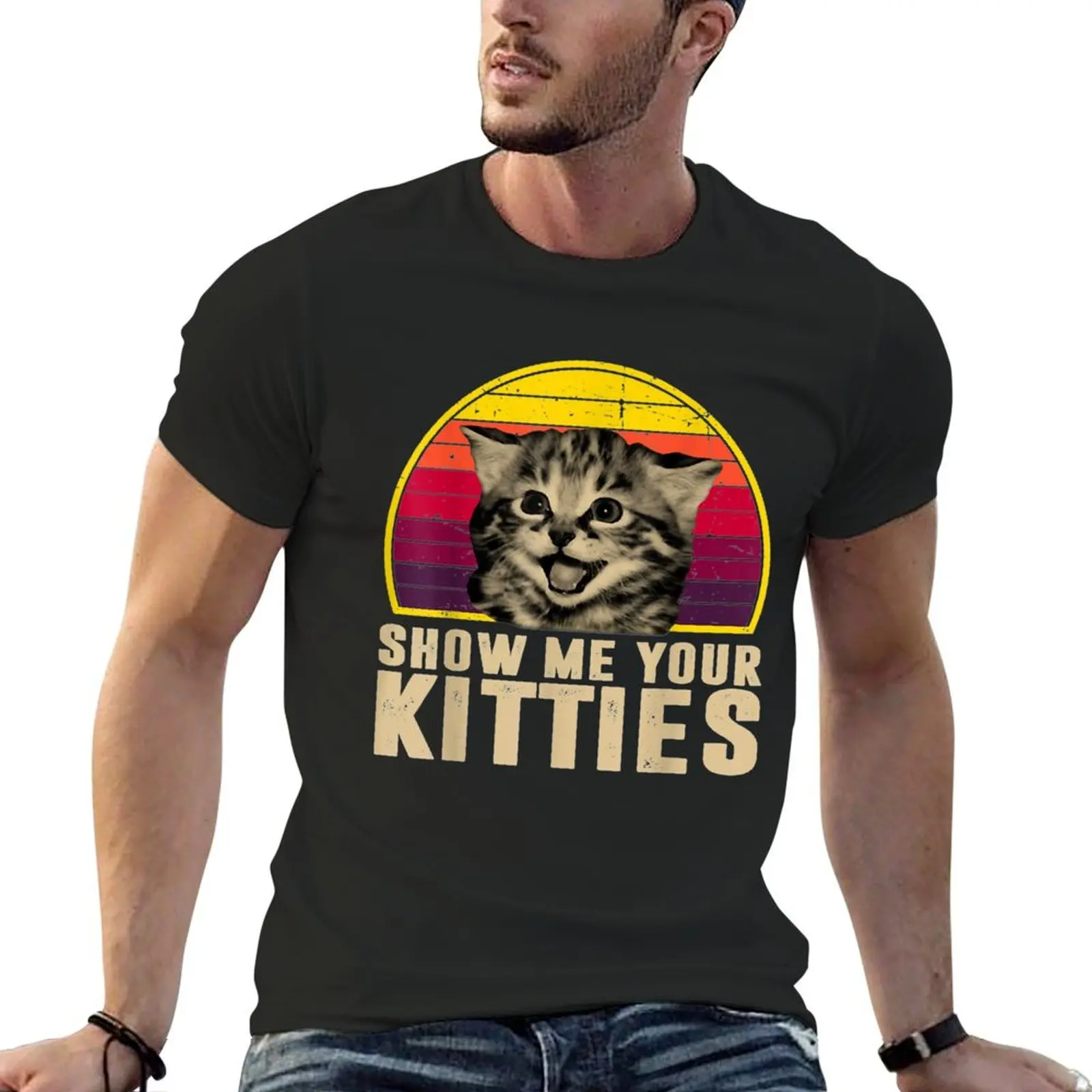 Show Me Your Kitties Funny Kitten Cat Lover Retro Vintage T-Shirt for a boy man clothes mens graphic t-shirts hip hop
Show Me Your Kitties Funny Kitten Cat Lover Retro Vintage T-Shirt for a boy man clothes mens graphic t-shirts hip hop