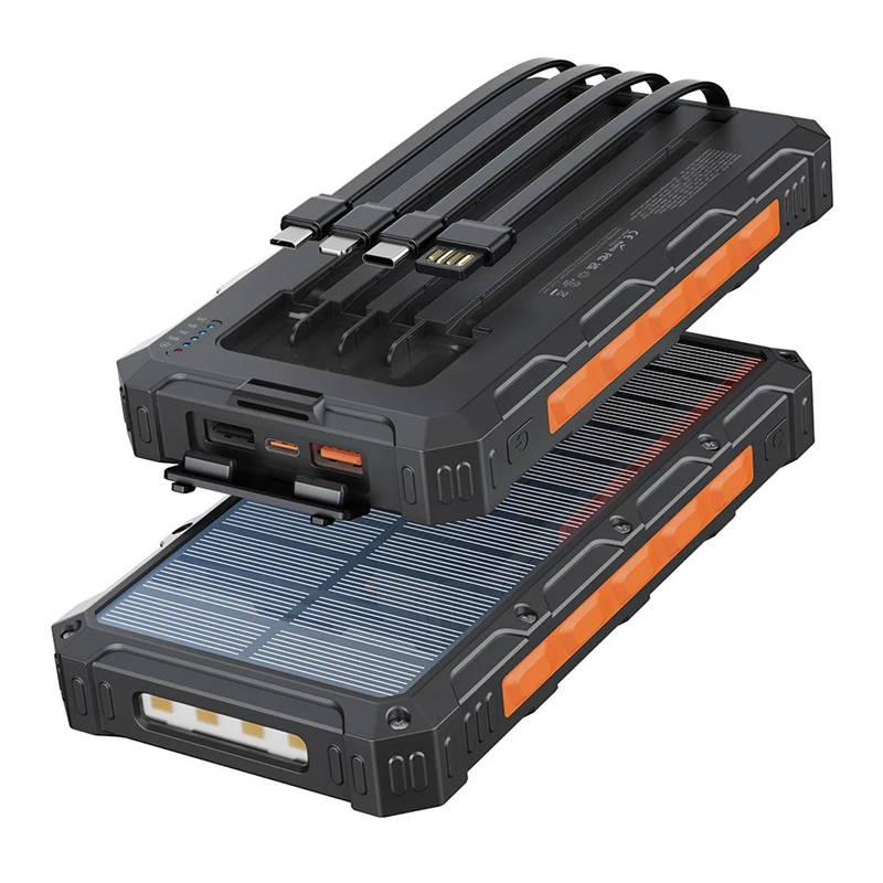 Solar Power Bank 20000mAh Outdoor Portable Charger With Cables LED Light Large Capacity Fast Charging Powerbank External Battery
Solar Power Bank 20000mAh Outdoor Portable Charger With Cables LED Light Large Capacity Fast Charging Powerbank External Battery