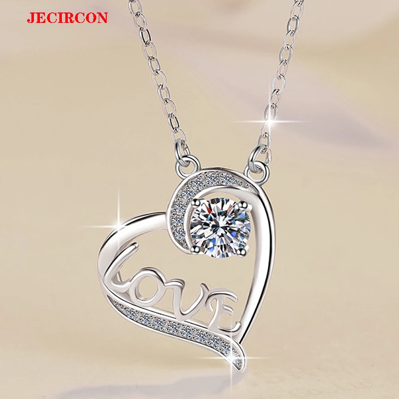 JECIRCON Necklace 925 Sterling Silver Pendant Heart-Shaped "LOVE“ Letter Clavicle Chain for Women 0.5CT Moissanite Jewelry Gift
JECIRCON Necklace 925 Sterling Silver Pendant Heart-Shaped "LOVE“ Letter Clavicle Chain for Women 0.5CT Moissanite Jewelry Gift