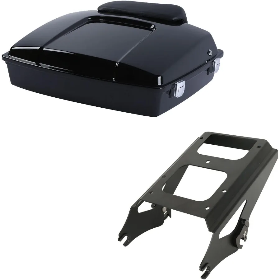 5.5 Razor Trunk with Backrest Pad and Black TwoUp Mount Rack for Harley Touring Models Including Road King Street Glide Road Gl
5.5 Razor Trunk with Backrest Pad and Black TwoUp Mount Rack for Harley Touring Models Including Road King Street Glide Road Gl