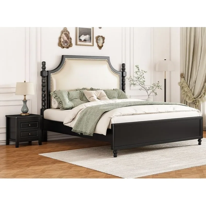 Solid wood bedside soft bag, double bed high backrest, retro, high box storage bed
Solid wood bedside soft bag, double bed high backrest, retro, high box storage bed