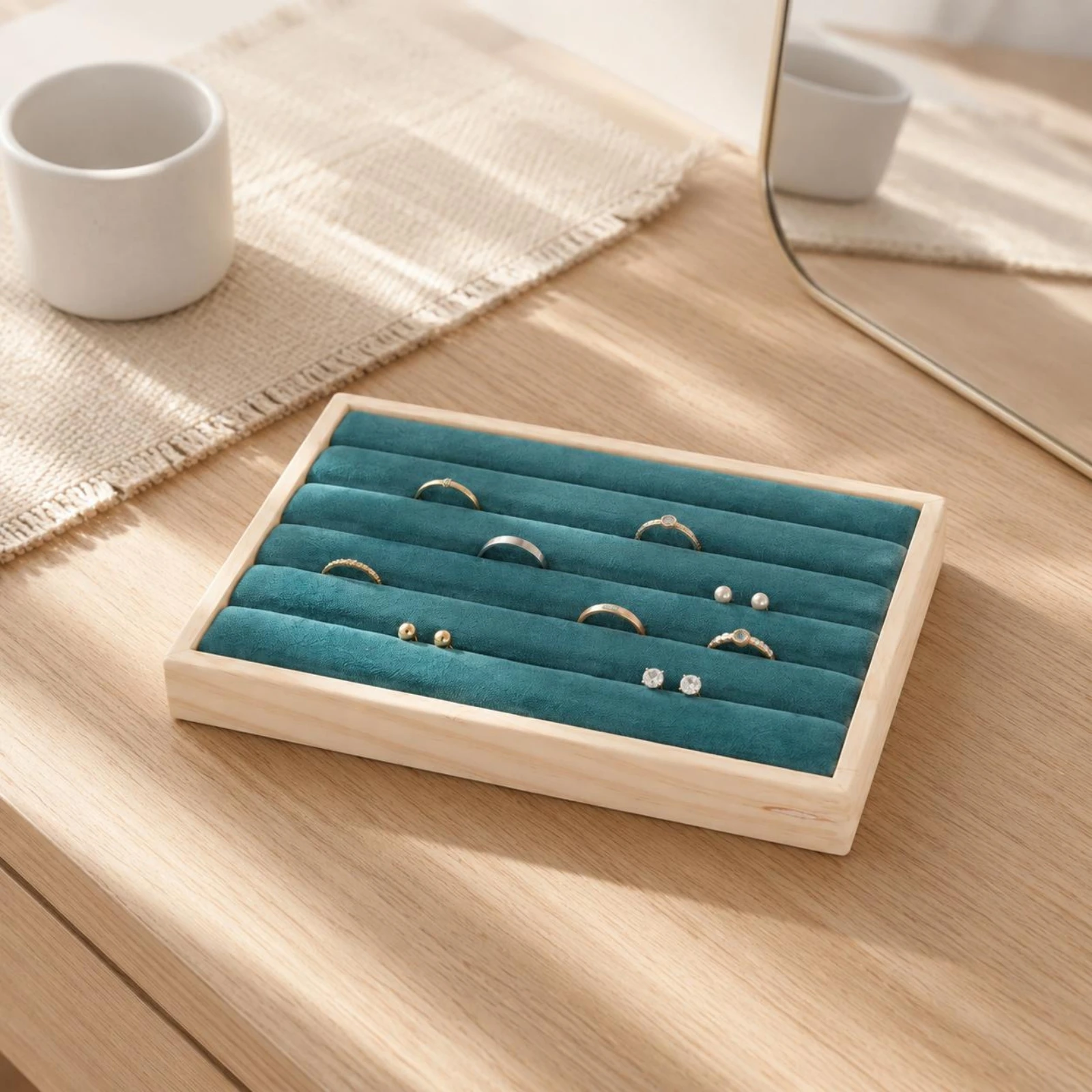 Grooved Jewelry Tray Wood-Look Jewelry Display Tray Accessory Storage Padded Shallow
Grooved Jewelry Tray Wood-Look Jewelry Display Tray Accessory Storage Padded Shallow