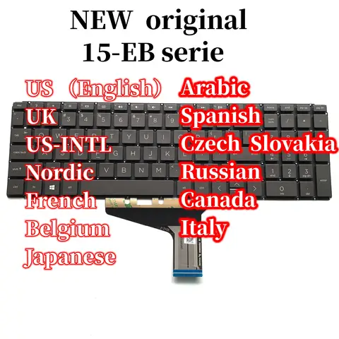 New Original For HP SPECTRE X360 15-EB Keyboard Backlight SN6191BL1 US UK JP SP Arabic FR BE Russian