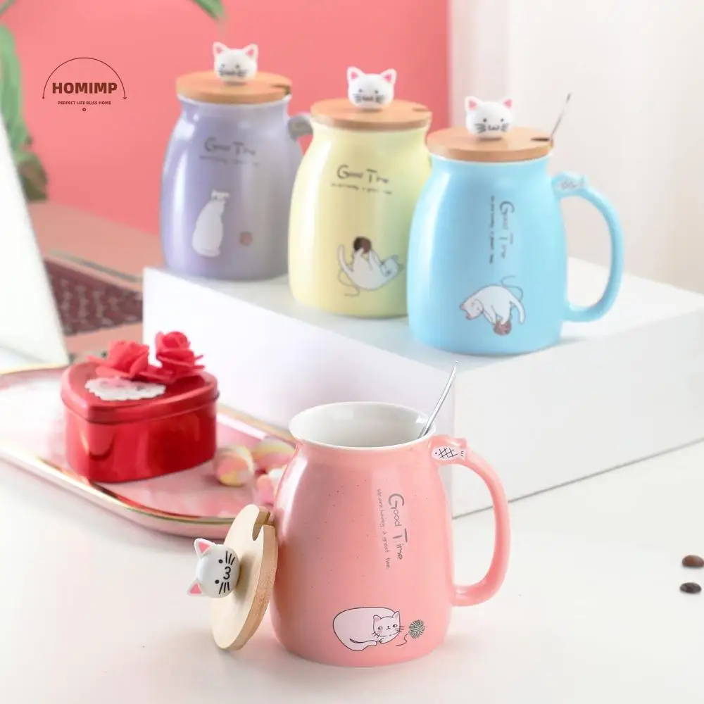 Drinkware Japanese Style Cartoon Cat Mug Ceramic with Wooden Lid Tea Cup 450ml with Spoon Iced Yogurt Cup Office
Drinkware Japanese Style Cartoon Cat Mug Ceramic with Wooden Lid Tea Cup 450ml with Spoon Iced Yogurt Cup Office