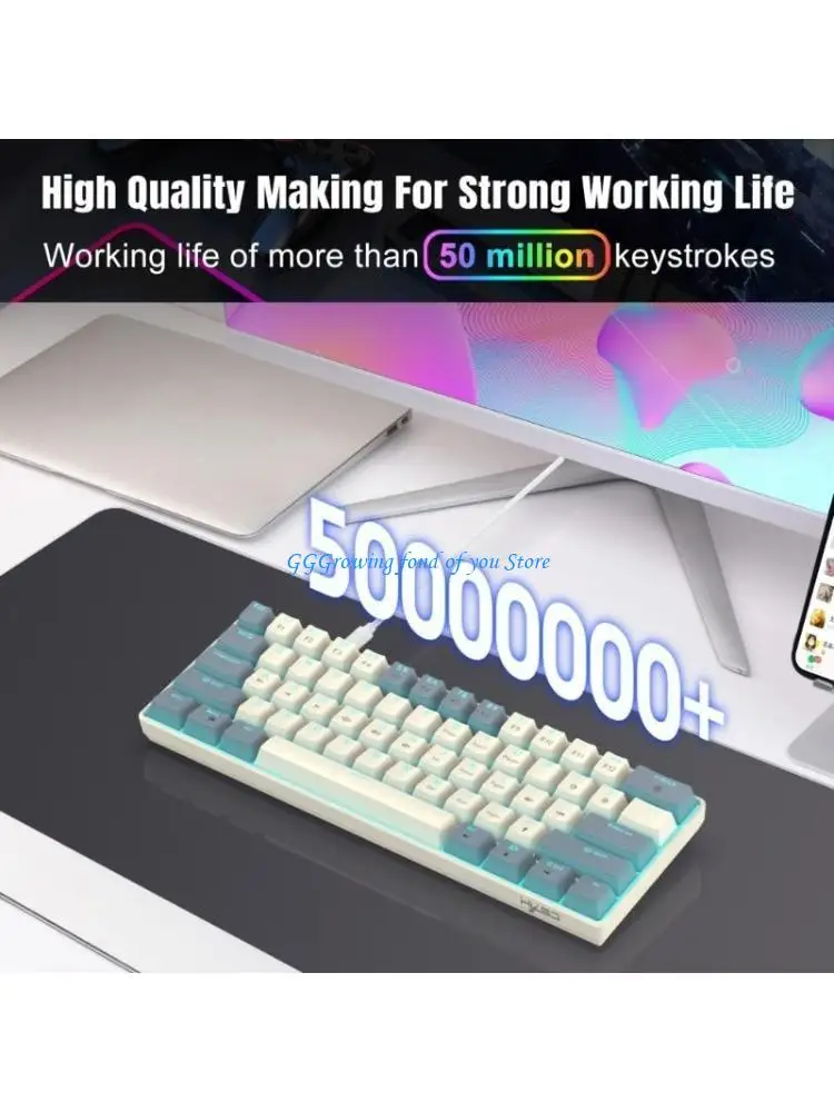 H9EB Corded 61 Gaming Keyboards with Ice Blue Backlit and Multimedia Controls
H9EB Corded 61 Gaming Keyboards with Ice Blue Backlit and Multimedia Controls