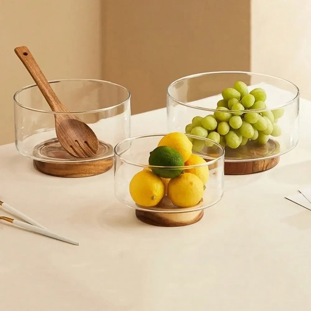 Practical Glass Salad Bowl With Wooden Base, Creative Nordic Style Tableware Dessert Bowl, Fashionable Minimalist Home Design,
Practical Glass Salad Bowl With Wooden Base, Creative Nordic Style Tableware Dessert Bowl, Fashionable Minimalist Home Design,