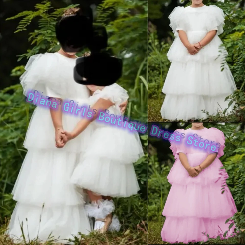 Elegant Flower Girl Dress White Short Sleeve Tulle Fluffy Stratification For Wedding Ball Dresses Kids Birthday Party Gowns
Elegant Flower Girl Dress White Short Sleeve Tulle Fluffy Stratification For Wedding Ball Dresses Kids Birthday Party Gowns