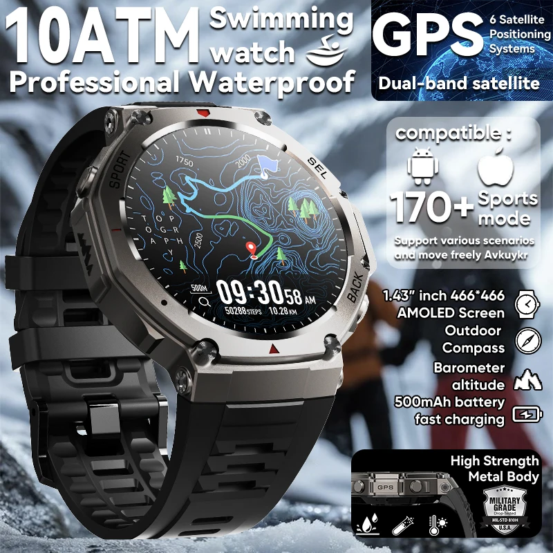 2025 New For Xiaomi Samsung Smart Watch Men Bulit-in GPS Positioning 10ATM Waterproof 170 Sport Mode BT Call Military smartwatch
2025 New For Xiaomi Samsung Smart Watch Men Bulit-in GPS Positioning 10ATM Waterproof 170 Sport Mode BT Call Military smartwatch