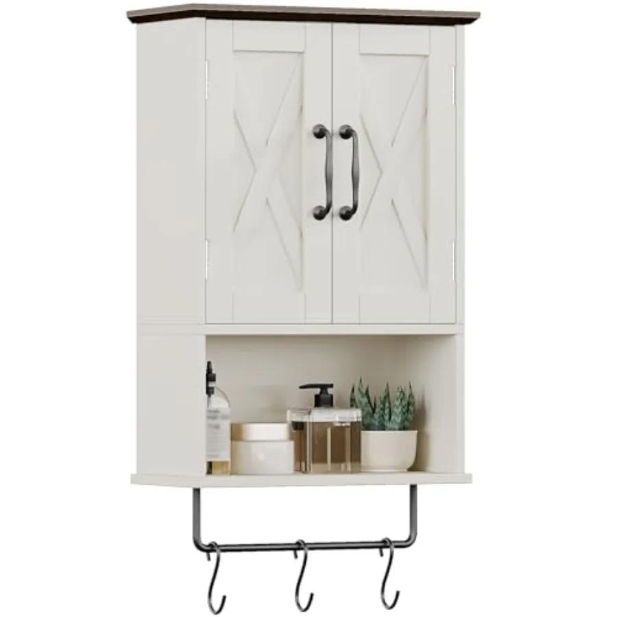 Farmhouse Medicine Cabinet Bathroom Wall Cabinet with Adjustable Shelf Towel Bar 3 Hooks Over The Toilet Storage Cabinet for Ba
Farmhouse Medicine Cabinet Bathroom Wall Cabinet with Adjustable Shelf Towel Bar 3 Hooks Over The Toilet Storage Cabinet for Ba