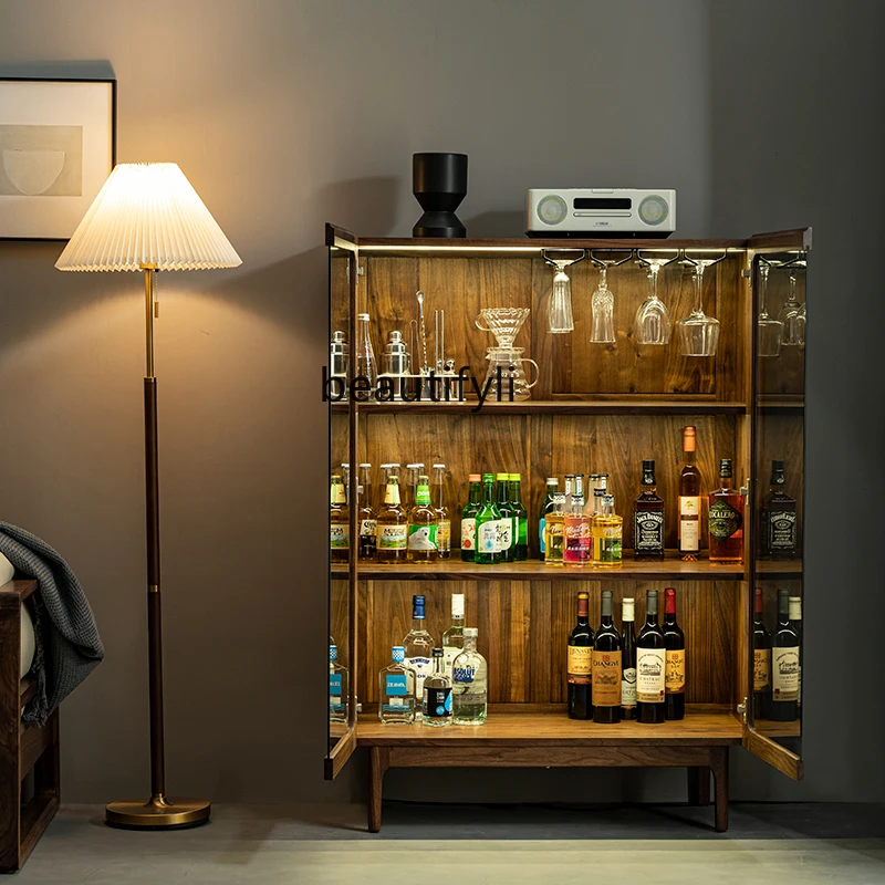 Solid wood wine cabinet Nordic wall glass door with light display cabinet North American black walnut log bookcase
Solid wood wine cabinet Nordic wall glass door with light display cabinet North American black walnut log bookcase