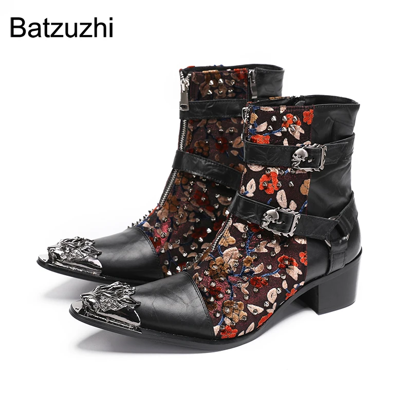 Batzuzhi Fashion Cowboy Men's Boots 6.5cm Heels Black Leather Ankle Boots for Men Buckles Rivets Boots Botas Hombre Zip,Big Size
Batzuzhi Fashion Cowboy Men's Boots 6.5cm Heels Black Leather Ankle Boots for Men Buckles Rivets Boots Botas Hombre Zip,Big Size