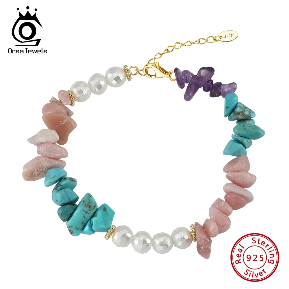 ORSA JEWELS Fashion 925 Sterling Silver Women's Bracelet Natural Stone Turquoise&Shell Pearl&Amethyst Bracelet Jewelry GMB60
ORSA JEWELS Fashion 925 Sterling Silver Women's Bracelet Natural Stone Turquoise&Shell Pearl&Amethyst Bracelet Jewelry GMB60