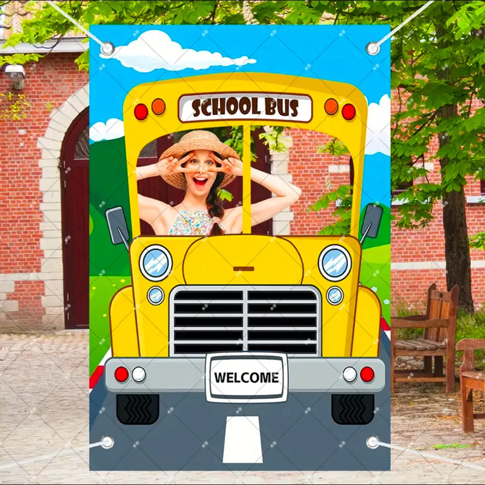 School Bus Photo Booth Props Banner Back to School Parties and Photography Activities Hole In Face Photo Door Banner Decoration
School Bus Photo Booth Props Banner Back to School Parties and Photography Activities Hole In Face Photo Door Banner Decoration