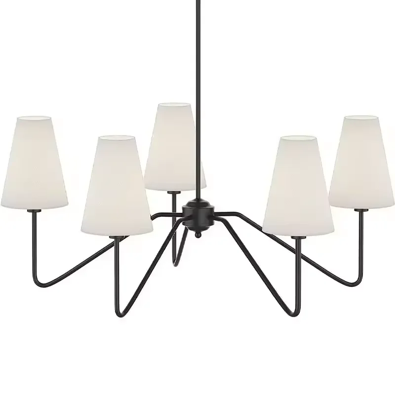 American wrought iron chandeliers Simple mid century modern lighting fabric lampshade restaurant decor Kitchen Island Lighting
American wrought iron chandeliers Simple mid century modern lighting fabric lampshade restaurant decor Kitchen Island Lighting