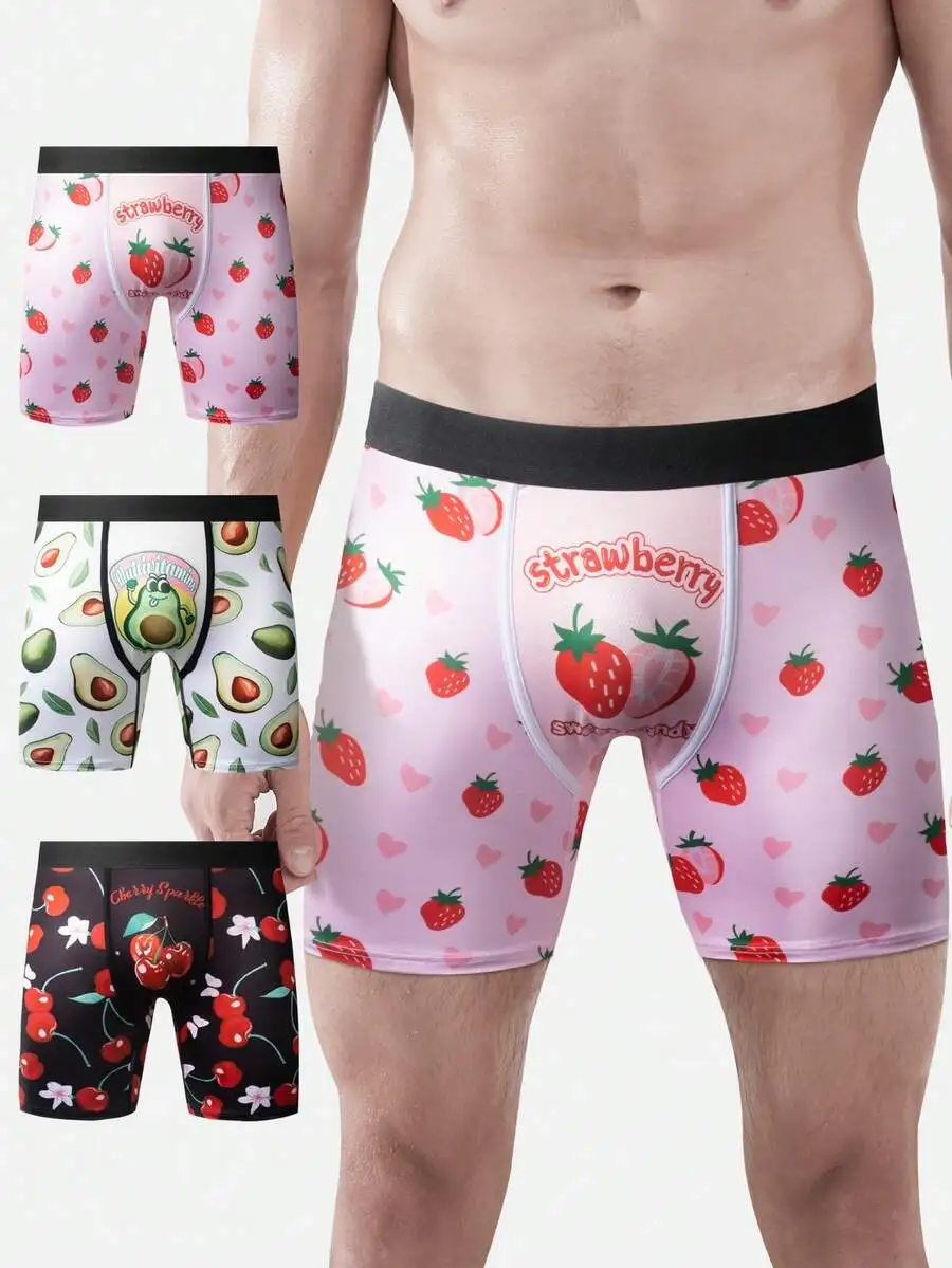 3pcs Mens Fruit Print Boxer Briefs Strawberry Avocado Cherry Design
3pcs Mens Fruit Print Boxer Briefs Strawberry Avocado Cherry Design