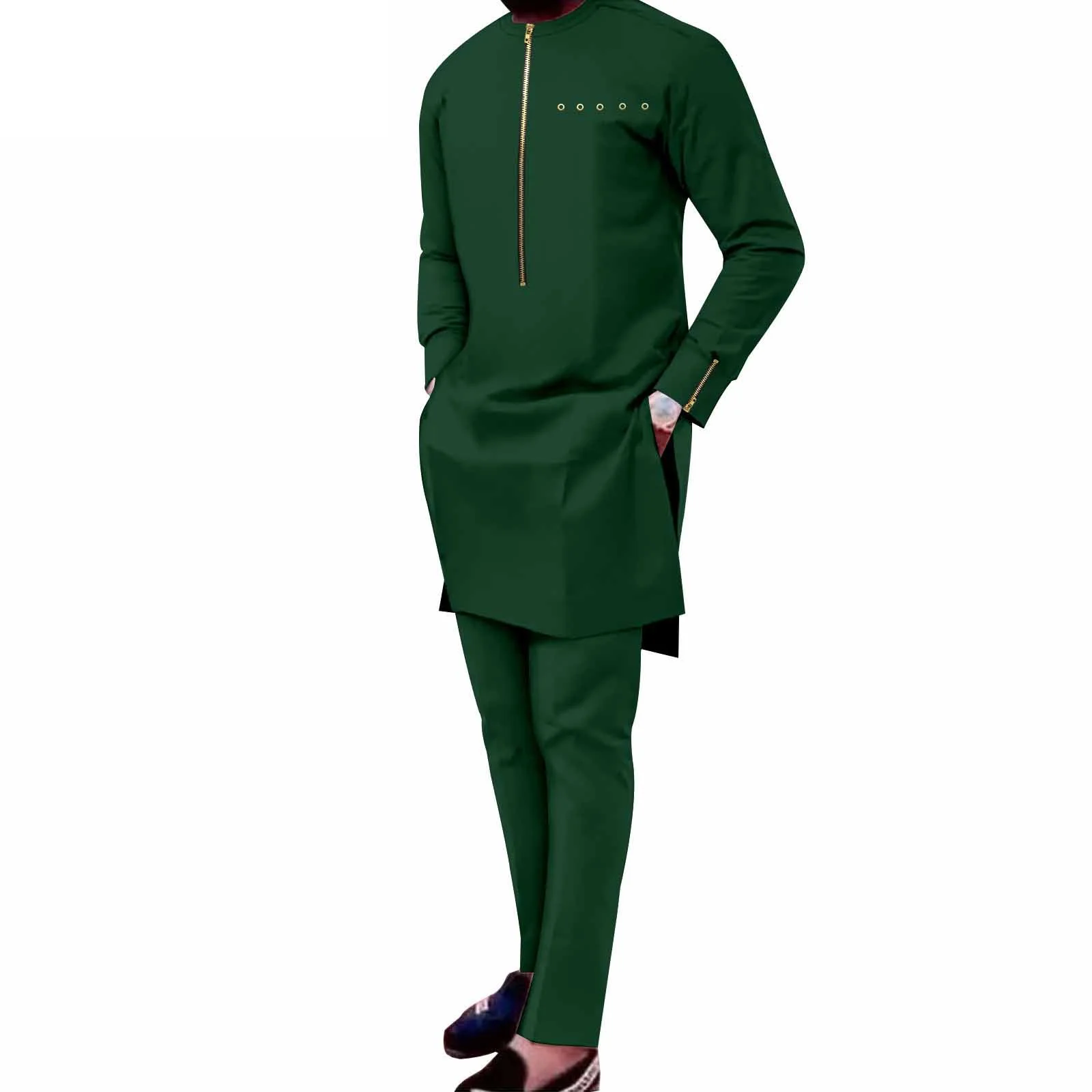 Bazin Riche Zip Shirts and Pants 2 Piece Set Formal Suit for Wedding Evening Formal Suits African Traditional Clothing for Men
Bazin Riche Zip Shirts and Pants 2 Piece Set Formal Suit for Wedding Evening Formal Suits African Traditional Clothing for Men
