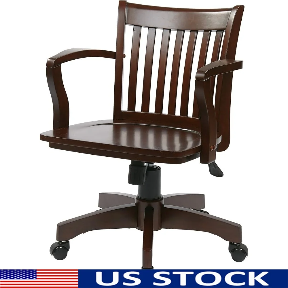 Deluxe Wood Banker's Desk Chair Adjustable Height Locking Tilt Heavy Duty Base Mid-Back Slat-Back Design Lumbar Support
Deluxe Wood Banker's Desk Chair Adjustable Height Locking Tilt Heavy Duty Base Mid-Back Slat-Back Design Lumbar Support