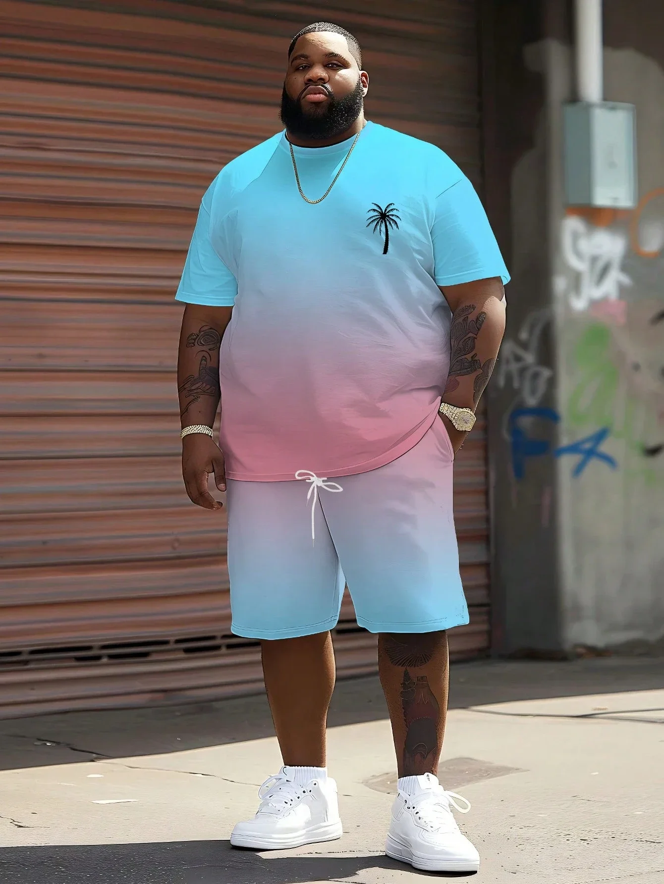 Men's Ombre Palm Tree Print Sportswear Set Polyester Knit T-Shirt Shorts Casual Plus Size
Men's Ombre Palm Tree Print Sportswear Set Polyester Knit T-Shirt Shorts Casual Plus Size