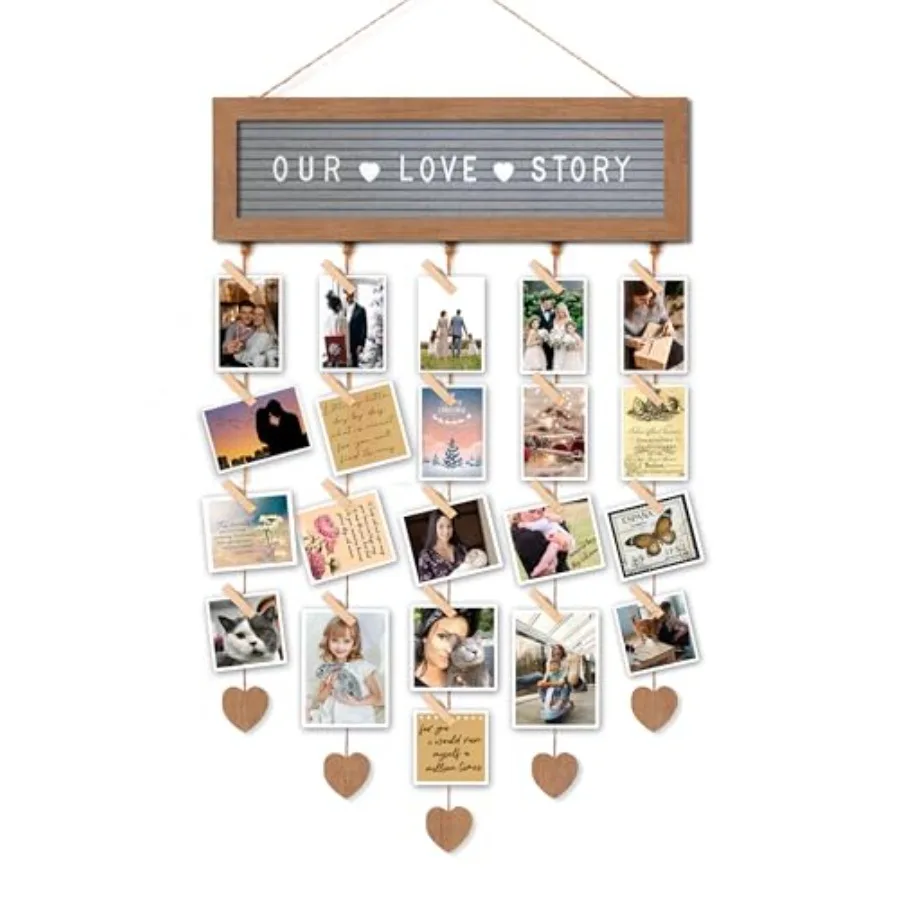 Felt Letter Board with 340 Letters and 30 Clips - Rustic Picture Frames Collage Wall Decor Sign - Multi Photos Cards Organizer
Felt Letter Board with 340 Letters and 30 Clips - Rustic Picture Frames Collage Wall Decor Sign - Multi Photos Cards Organizer