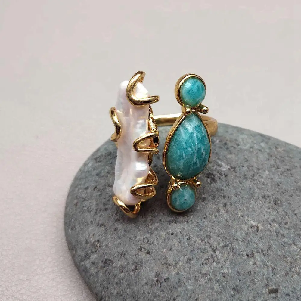 Freshwater White Biwa Pearl Green Amazonite Rings Adjustable Girlfriend Gifts
Freshwater White Biwa Pearl Green Amazonite Rings Adjustable Girlfriend Gifts