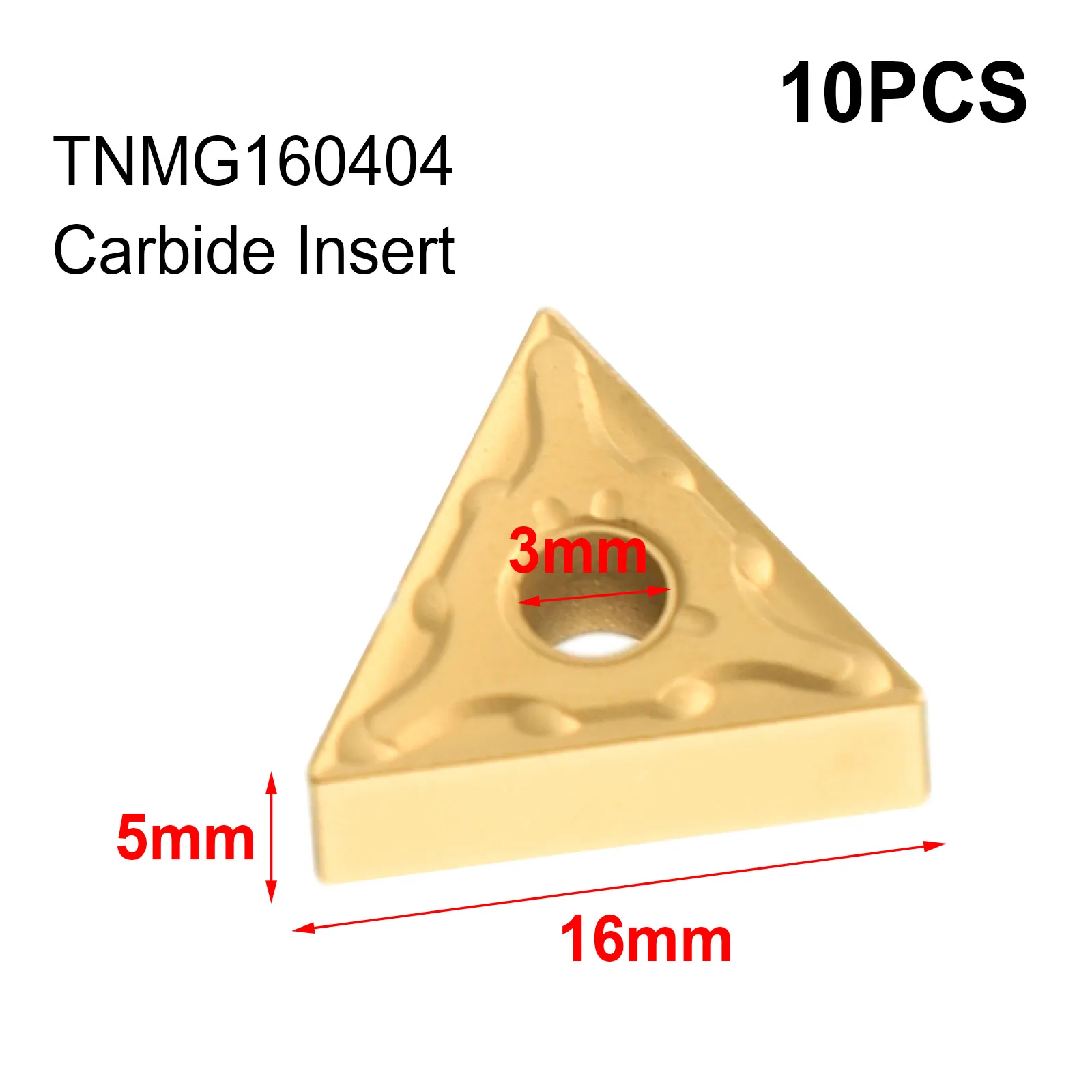 Golden Lathe Carbide Triangular Tips Inserts TNMG160404 MA 10pcs Box Suitable for Various Processing Environments
Golden Lathe Carbide Triangular Tips Inserts TNMG160404 MA 10pcs Box Suitable for Various Processing Environments