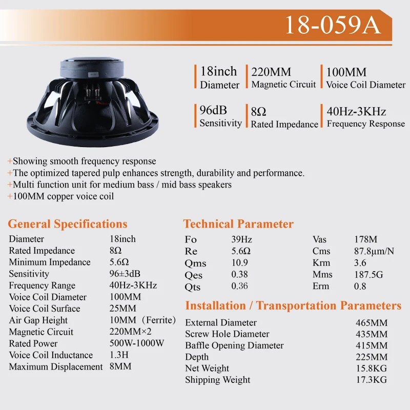 18inch Loudspeaker Audio Sound Equipment 100mm Voice Coil Subwoofer Outdoor Line Array Speaker System Horn
18inch Loudspeaker Audio Sound Equipment 100mm Voice Coil Subwoofer Outdoor Line Array Speaker System Horn