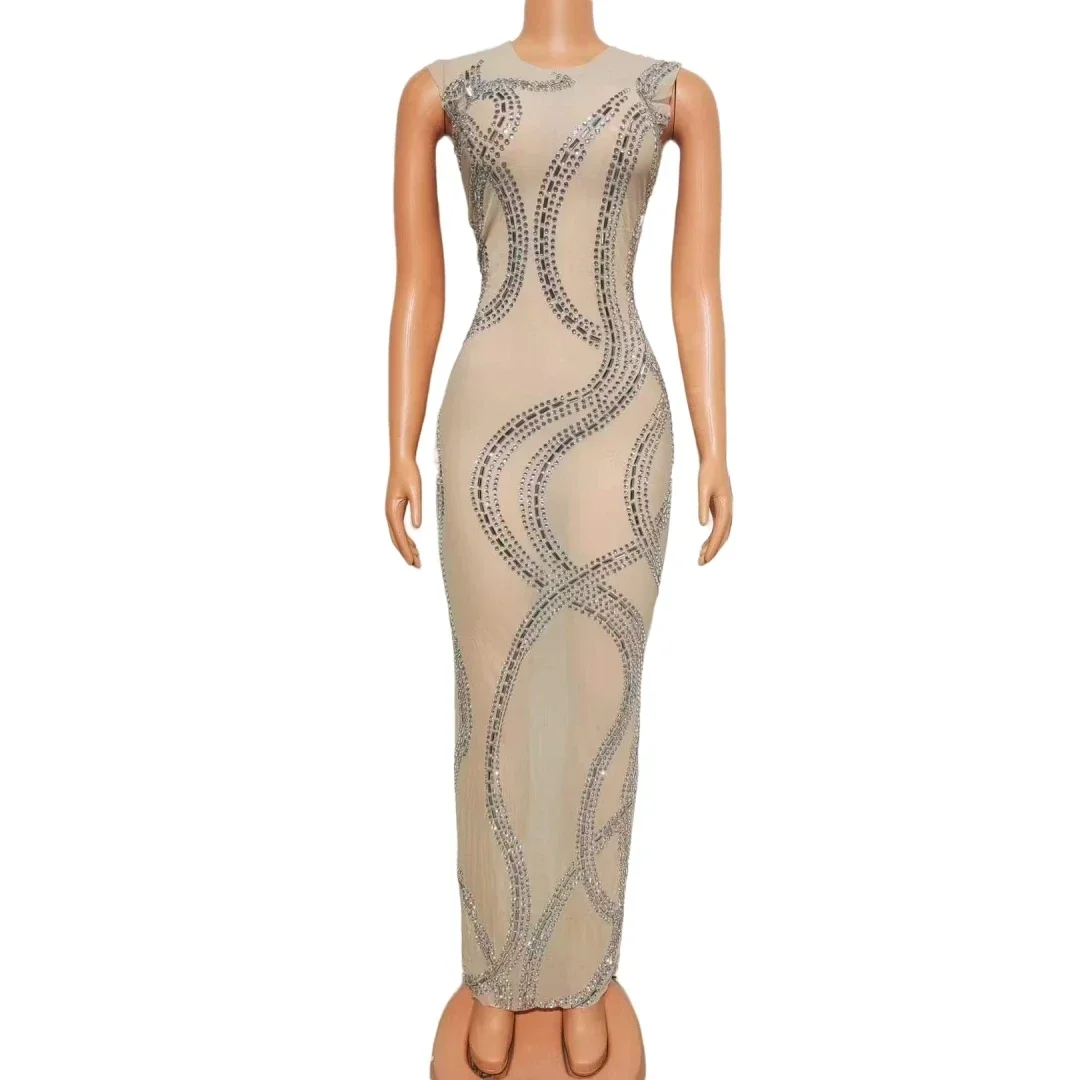 Mesh Sheer Elegant Sleeveless Long Dress For Women Pregnant Hot Drilling Process Rhinestone Birthday Queen Drag Queen Costume
Mesh Sheer Elegant Sleeveless Long Dress For Women Pregnant Hot Drilling Process Rhinestone Birthday Queen Drag Queen Costume