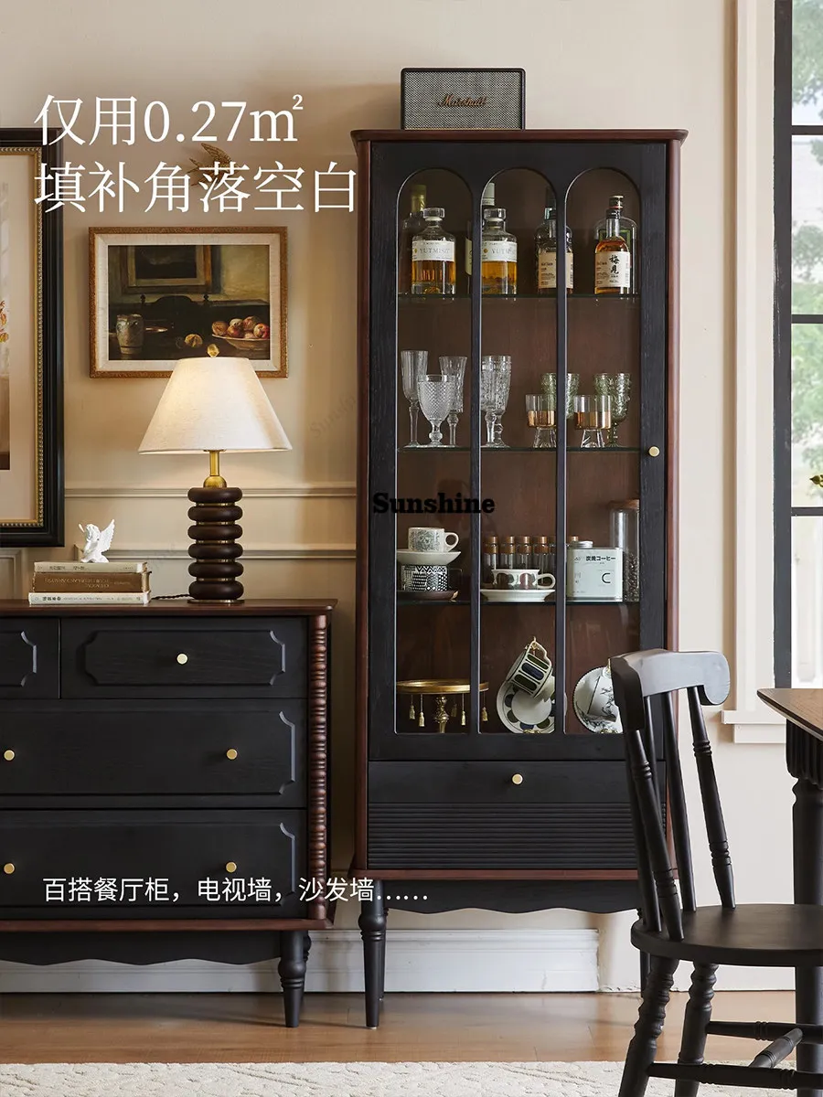 French retro display cabinet solid wood glass wine cabinet living room dining side cabinet
French retro display cabinet solid wood glass wine cabinet living room dining side cabinet