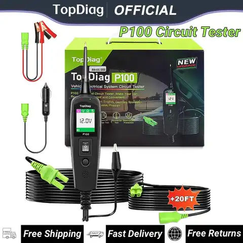 2026 JDiag P100 Automotive Circuit Tester Car Voltage Detector Electrical System Probe Kit AC DC 12V 24V Car Diagnostic Tool