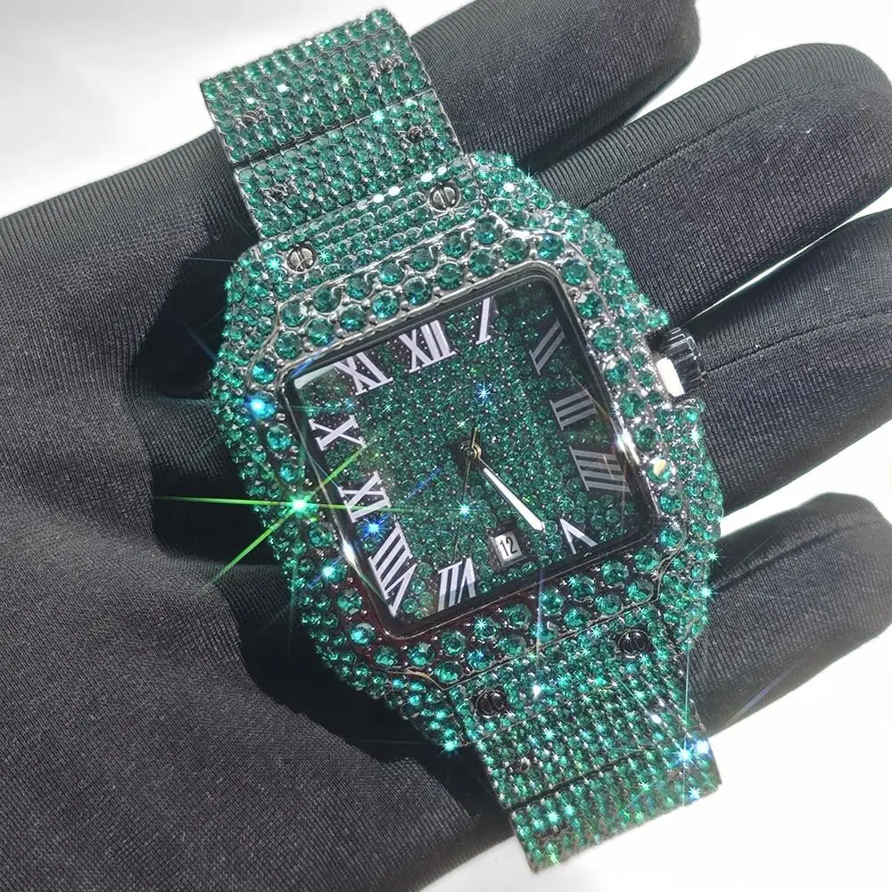 New Green Diamond Watch For Men Luxury Stainless Steel Hip Hop Watches Unique Bling Ice Out Waterproof Wristwatch Man 2025 Hot
New Green Diamond Watch For Men Luxury Stainless Steel Hip Hop Watches Unique Bling Ice Out Waterproof Wristwatch Man 2025 Hot