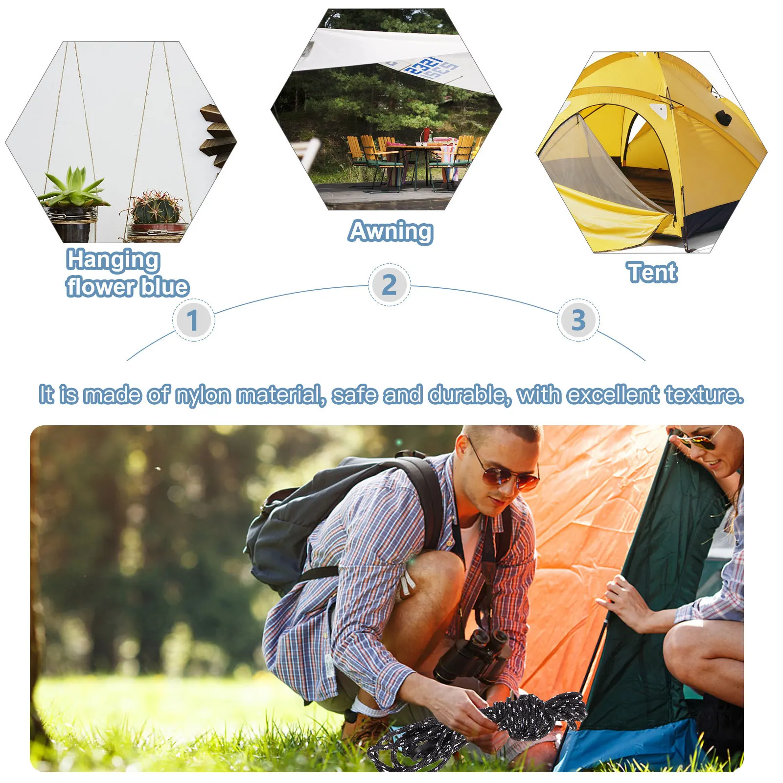 5Pcs Outdoor Camping Tent Pegs Nylon Ground Stakes Windproof Rope Buckle Durable Canopy Fixing Accessories Windproof Rope
5Pcs Outdoor Camping Tent Pegs Nylon Ground Stakes Windproof Rope Buckle Durable Canopy Fixing Accessories Windproof Rope
