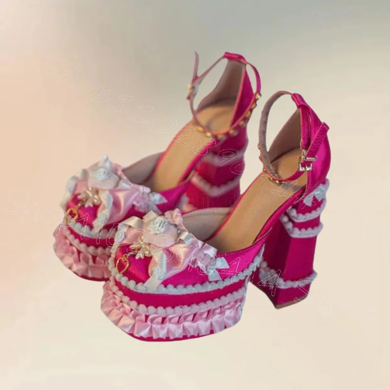 Rose Red Falbala Bow Knot Design Platform Sandals Buckle Strap Women Shoes Chunky High Heel Party Feast 2025 Zapatos Para Mujere
Rose Red Falbala Bow Knot Design Platform Sandals Buckle Strap Women Shoes Chunky High Heel Party Feast 2025 Zapatos Para Mujere