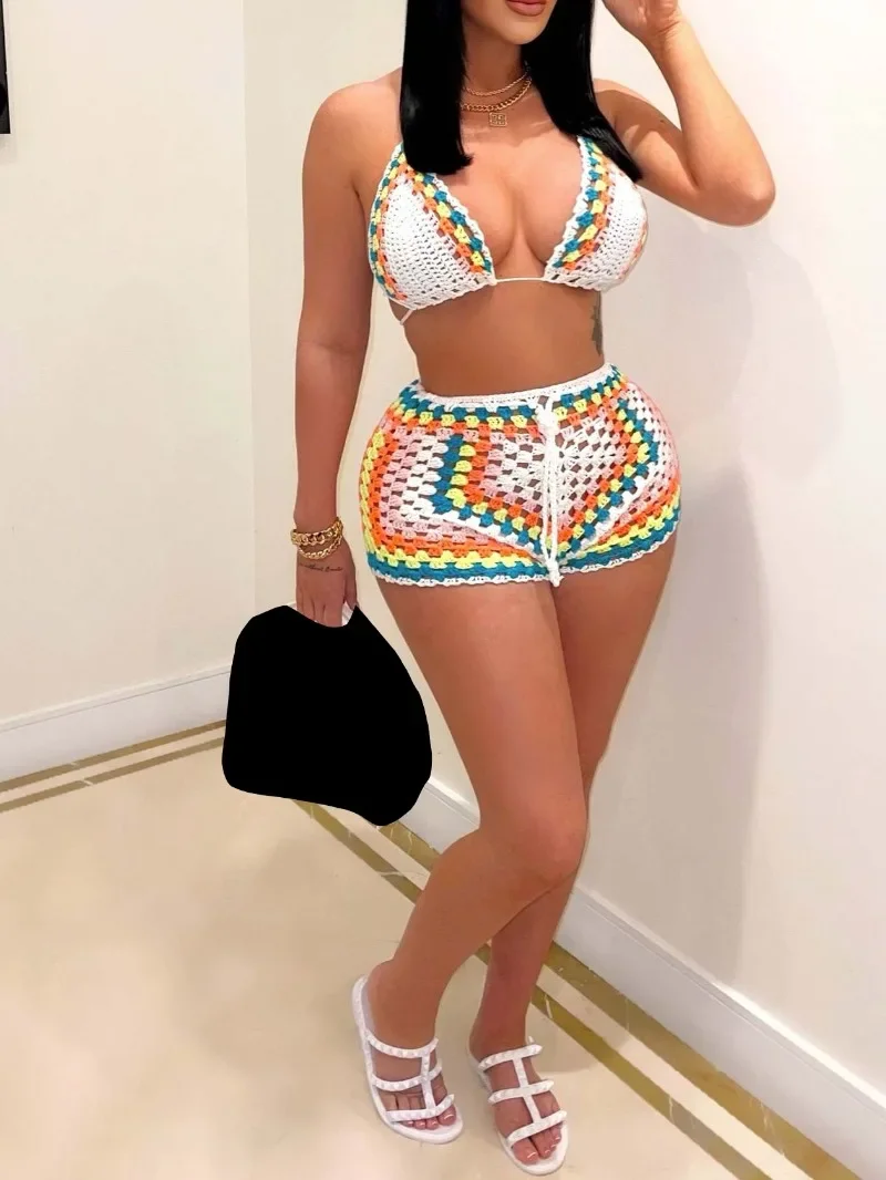 GUWU Raibow Striped Knit Crochet Women's Set Bra Crop Top and Shorts Set 2024 Fashion Summer Two 2 Piece Set Outfit Tracksuit
GUWU Raibow Striped Knit Crochet Women's Set Bra Crop Top and Shorts Set 2024 Fashion Summer Two 2 Piece Set Outfit Tracksuit