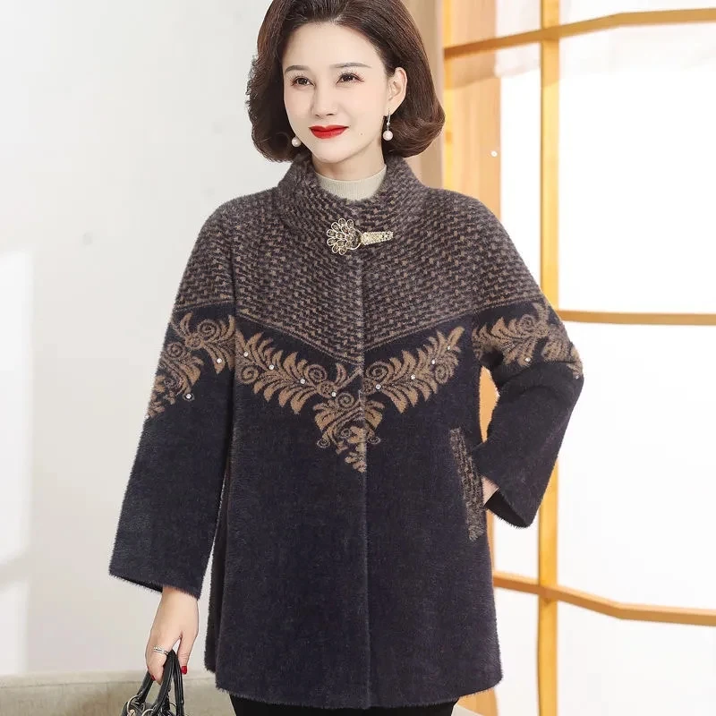Middle-aged Women Autumn Winter Thick Warm Imitation Mink Cashmere Wool Coat Elegant Outerwear Mother Overcoat 2023 New
Middle-aged Women Autumn Winter Thick Warm Imitation Mink Cashmere Wool Coat Elegant Outerwear Mother Overcoat 2023 New