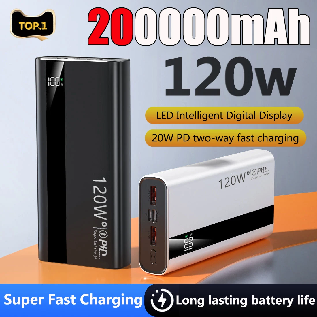 200000mAh120W Powerbank Super Fast Charge High Capacity Portable Rechargeable Li-ion External Battery For Xiaomi Samsung iphone
200000mAh120W Powerbank Super Fast Charge High Capacity Portable Rechargeable Li-ion External Battery For Xiaomi Samsung iphone