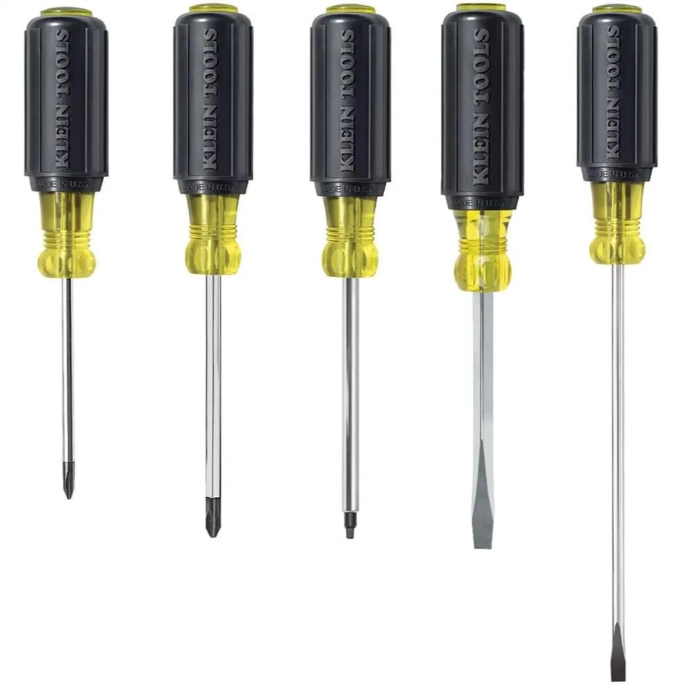 5-Piece Screwdriver Set, 2 Slotted 2 Phillips 1 Square Tip, Cushion Grip Comfort Kit
5-Piece Screwdriver Set, 2 Slotted 2 Phillips 1 Square Tip, Cushion Grip Comfort Kit