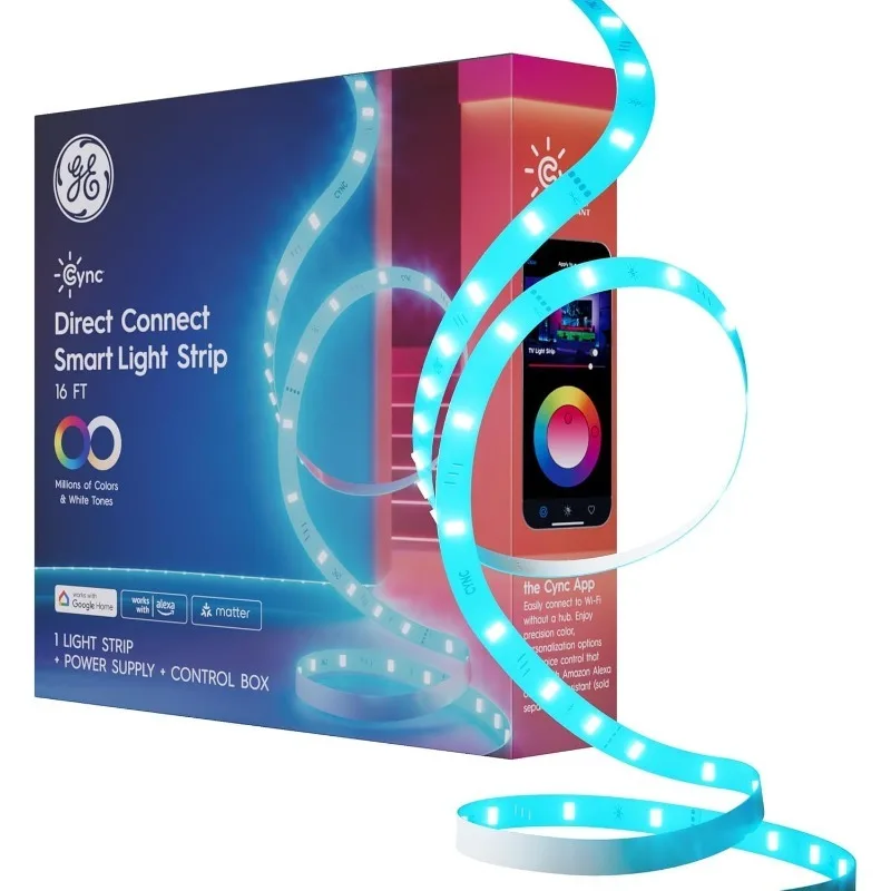 GE Cync Smart LED Strip Light, Color Changing Room Decor LED Light Strip, Works with Alexa and Google Home, Matter Compatible, L
GE Cync Smart LED Strip Light, Color Changing Room Decor LED Light Strip, Works with Alexa and Google Home, Matter Compatible, L