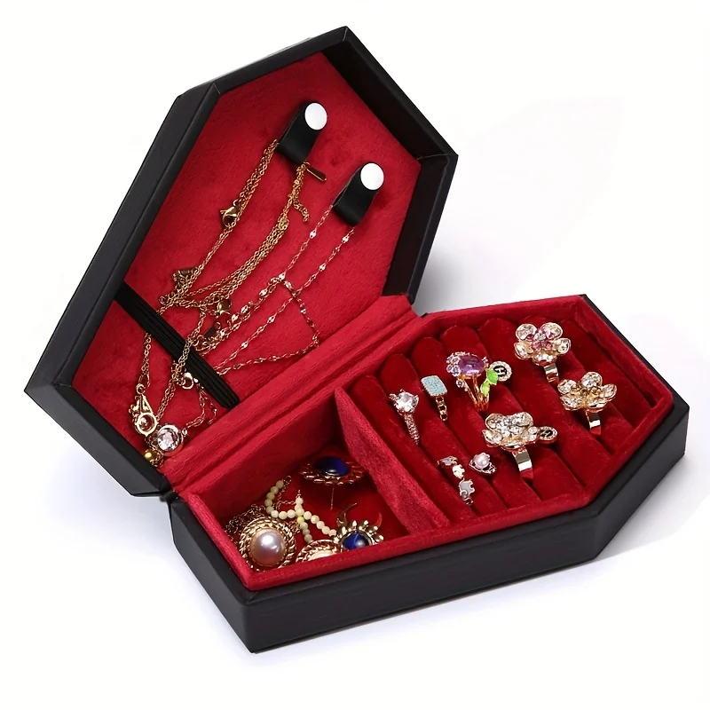 1/2pcs Gothic Coffin-Shaped Jewelry Box PU Leather Multi-Compartment Organizer for Rings Necklaces Earring Halloween Gift Case
1/2pcs Gothic Coffin-Shaped Jewelry Box PU Leather Multi-Compartment Organizer for Rings Necklaces Earring Halloween Gift Case